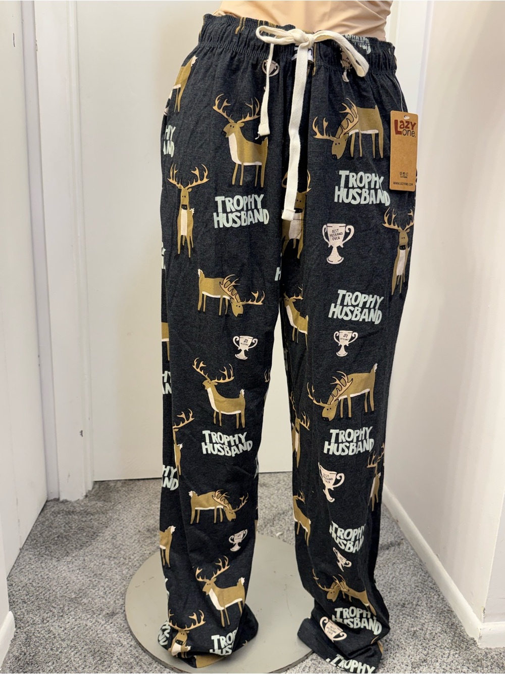 Lazy One Black Cotton PJ Pants with Cream Tag